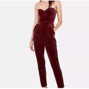 Express Velvet Strapless Sweetheart Jumpsuit